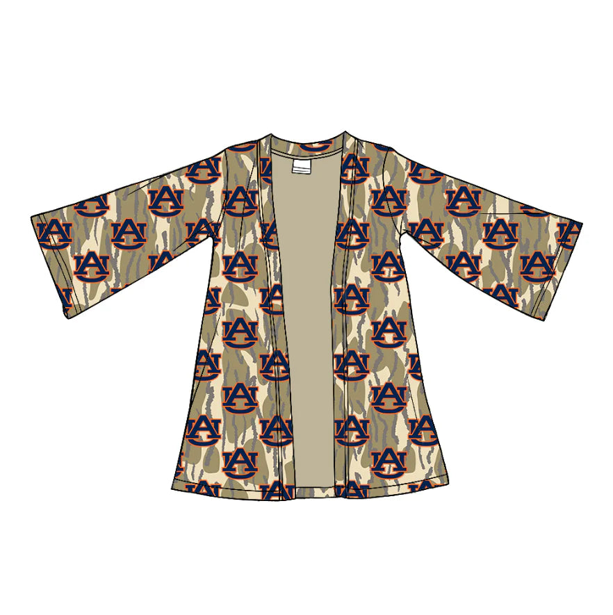 (Custom Design Preorder MOQ 5 Each Item) Team's Auburn Camo Print Girls Fall Cardigan Top