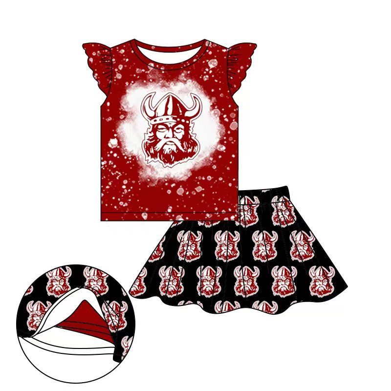 (Custom Design Preorder MOQ 5) Team's Wine Top Skirts Shorts Girls Clothes Sets