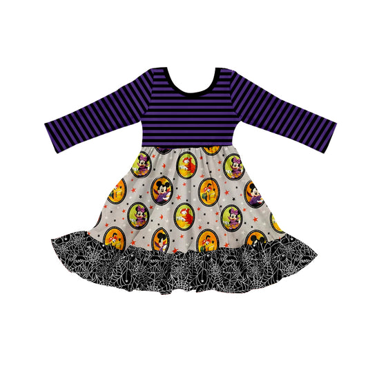 (Custom Design Preorder MOQ 5 ) Cartoon Mouse Print Girls Halloween Knee Length Dress