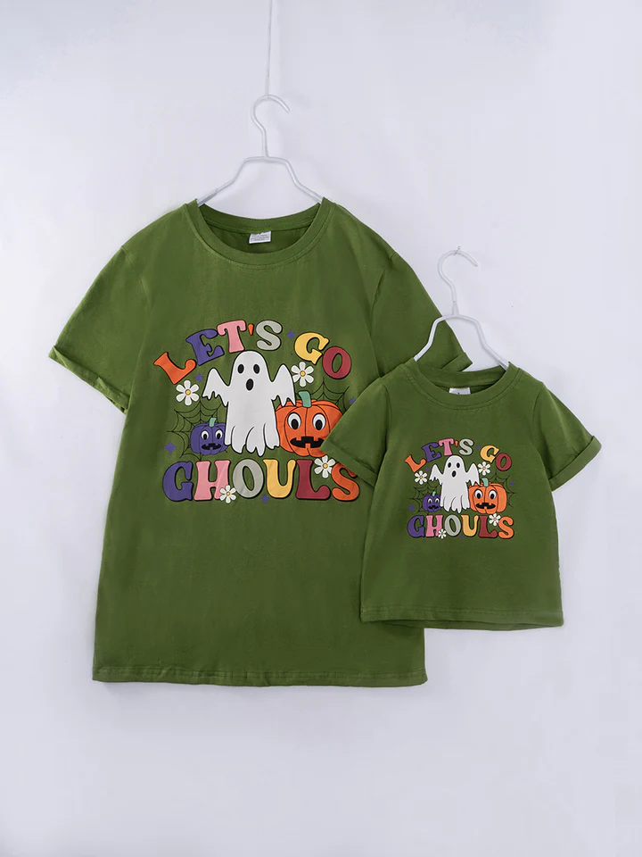 (Custom Design Preorder MOQ 5) Let's Go Chouls Pumpkin Print Adult Halloween Tee Shirts Top