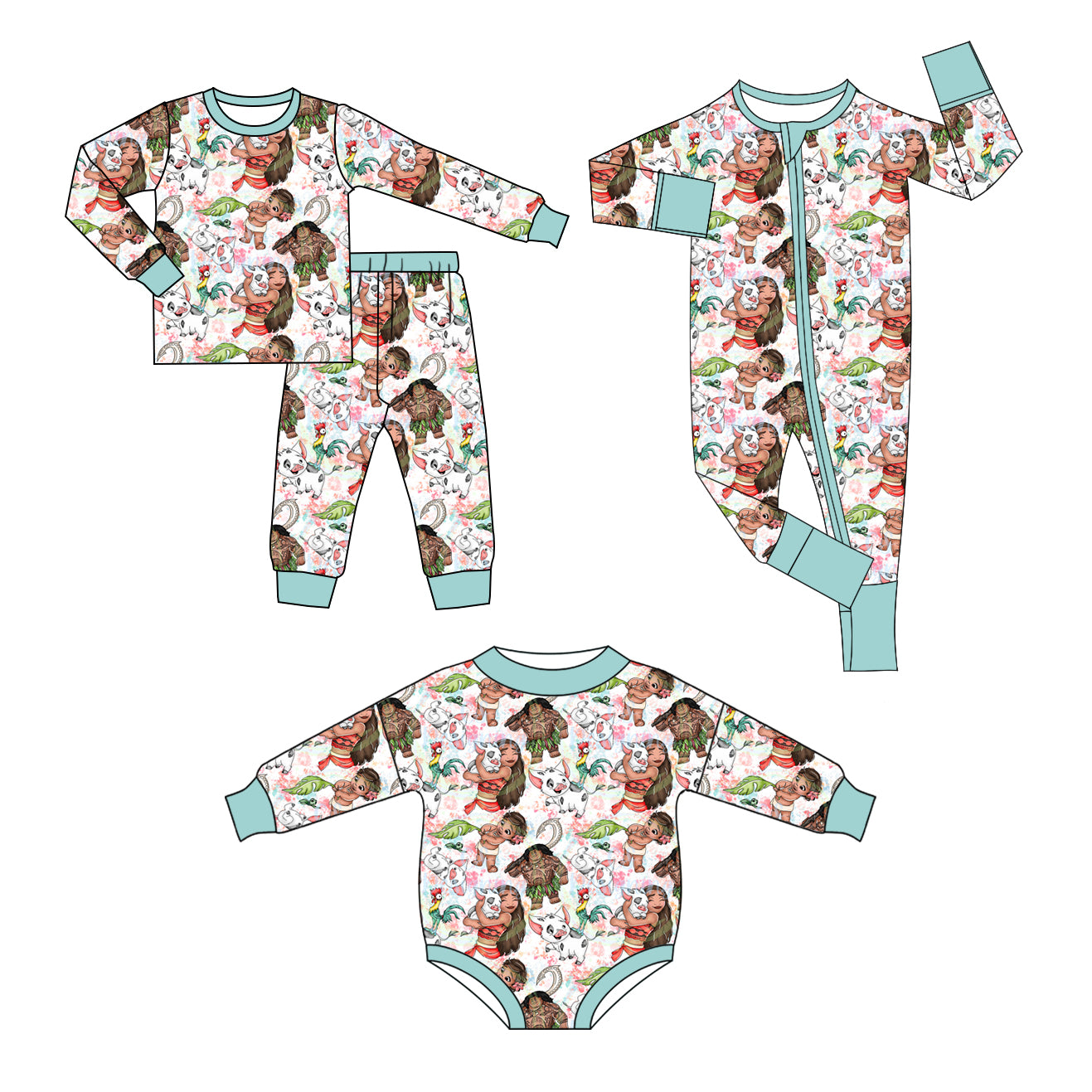 11.19(Custom Design Preorder MOQ 5 Each Design) Cartoon Princess Animals Print Kids Matching Clothes Sibling Wear