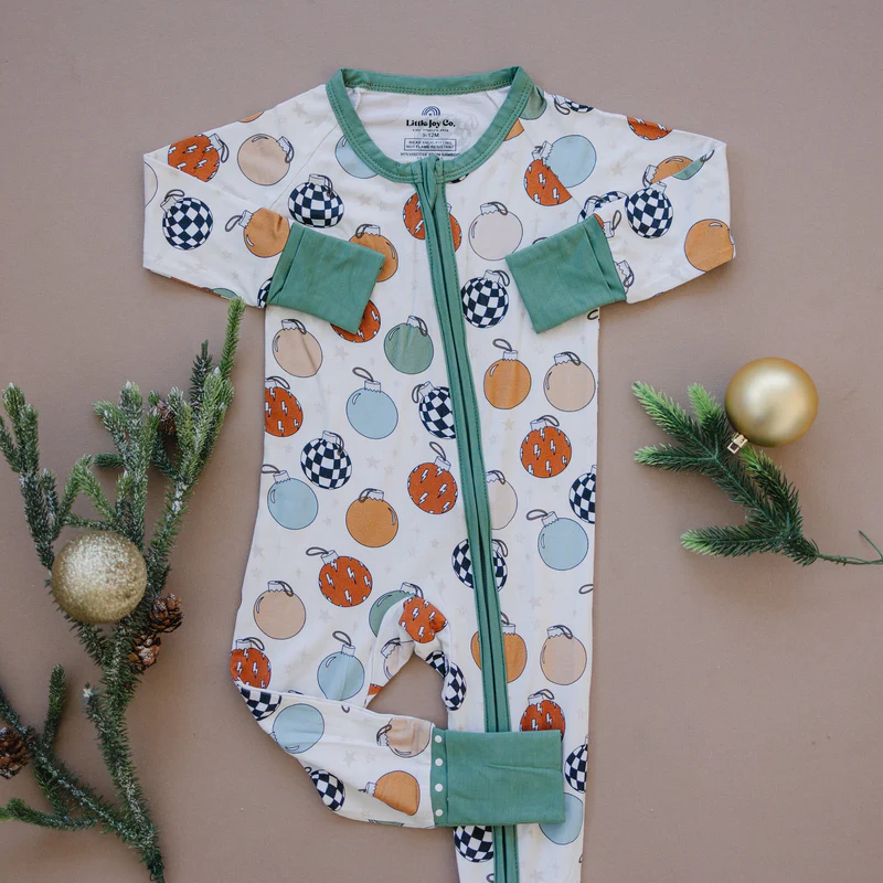 (Custom Design Preorder MOQ 5) Holiday Light Print Baby Christmas Sleeper Zipper Romper