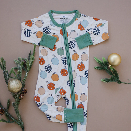 (Custom Design Preorder MOQ 5)  Holiday Light Print Baby Christmas Sleeper Zipper Romper