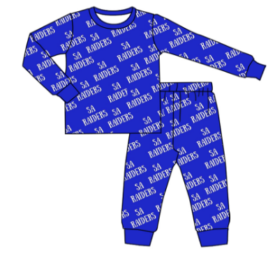 (Custom Design Preorder MOQ 5) Team's SA RAIDERS Print Pants Kids Fall Pajamas Clothes Set