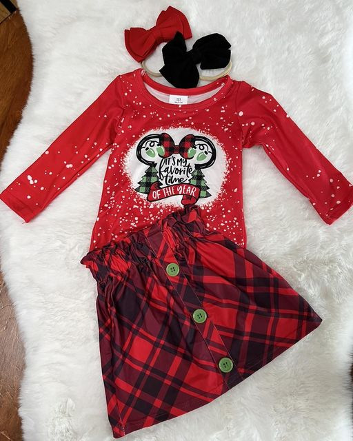 (Promotion)Long sleeve red mouse top skirt Christmas outfits 6 A1-20