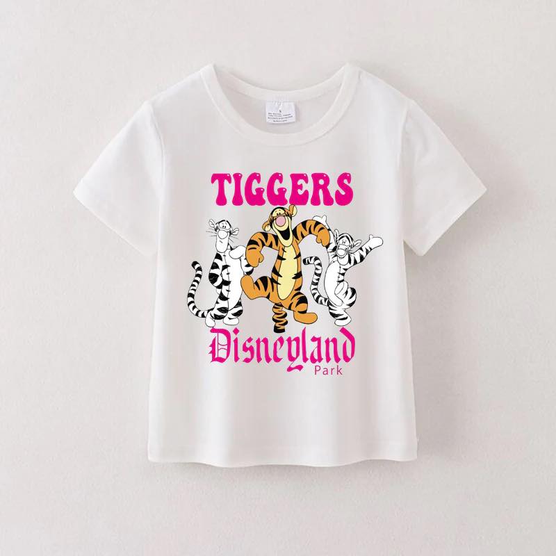(Custom Design Preorder MOQ 5) Cartoon Tiggers Print Kids Summer Tee Shirts Top