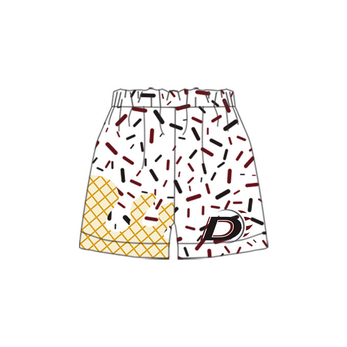 (Custom Design Preorder MOQ 5 Each Item) Team's De Leon Sprinkles Print Summer Bottom Shorts Mom and Me Matching Clothes