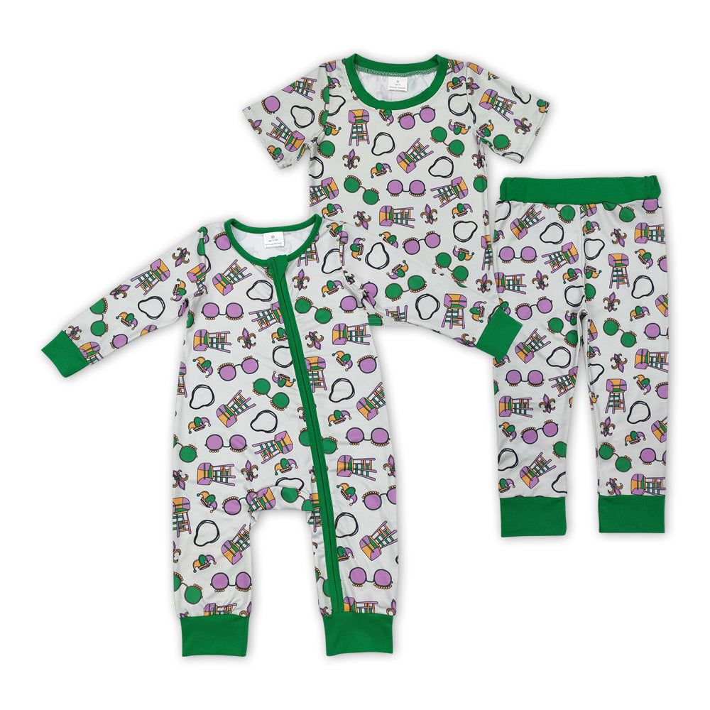 Mardi Gras Green Print Brothers Matching Clothes