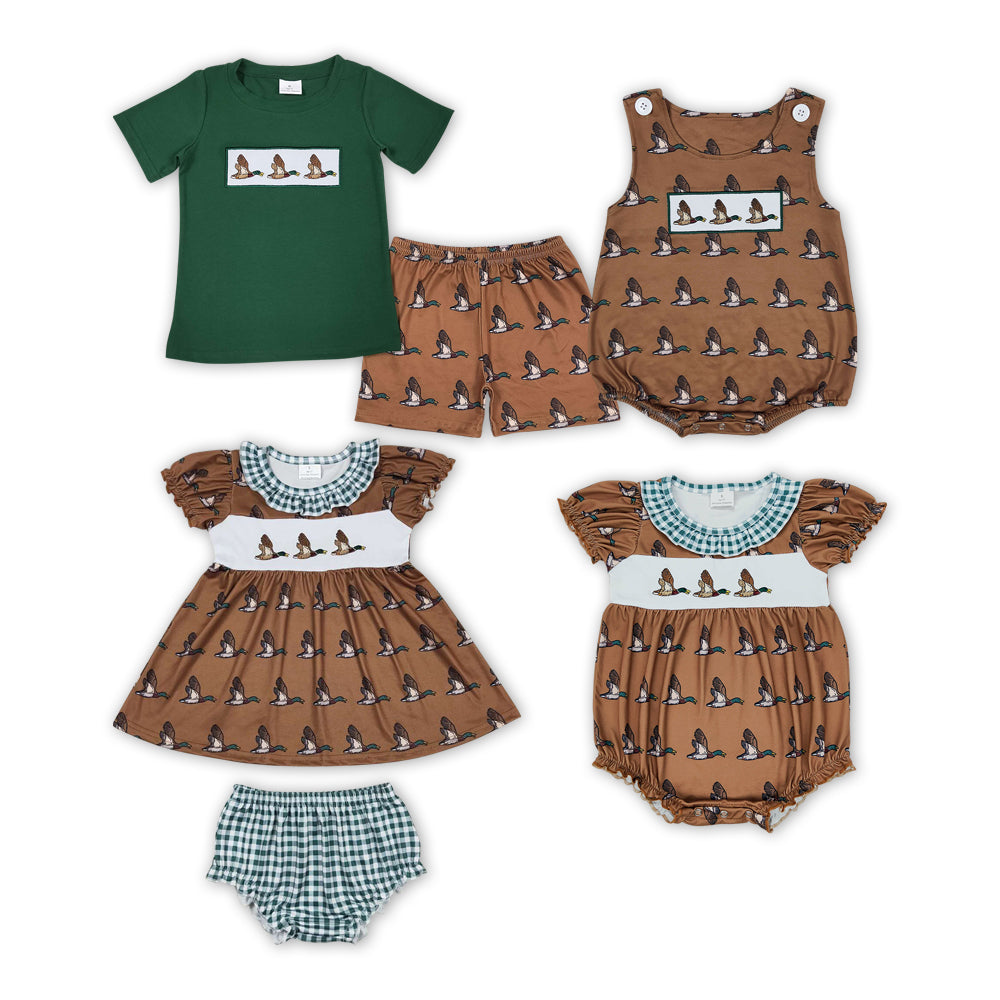 Duck Embroidery Sibling Summer Matching Clothes