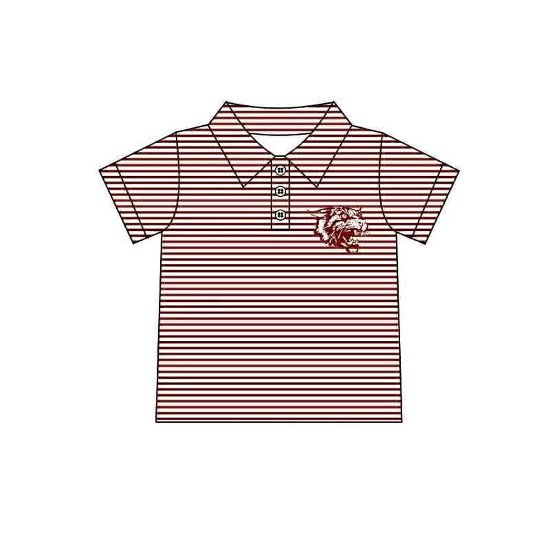 (Custom Design Preorder MOQ 5 Each Item)Team's Littlefield Stripes Print Polo Top Mom and Me Matching Clothes