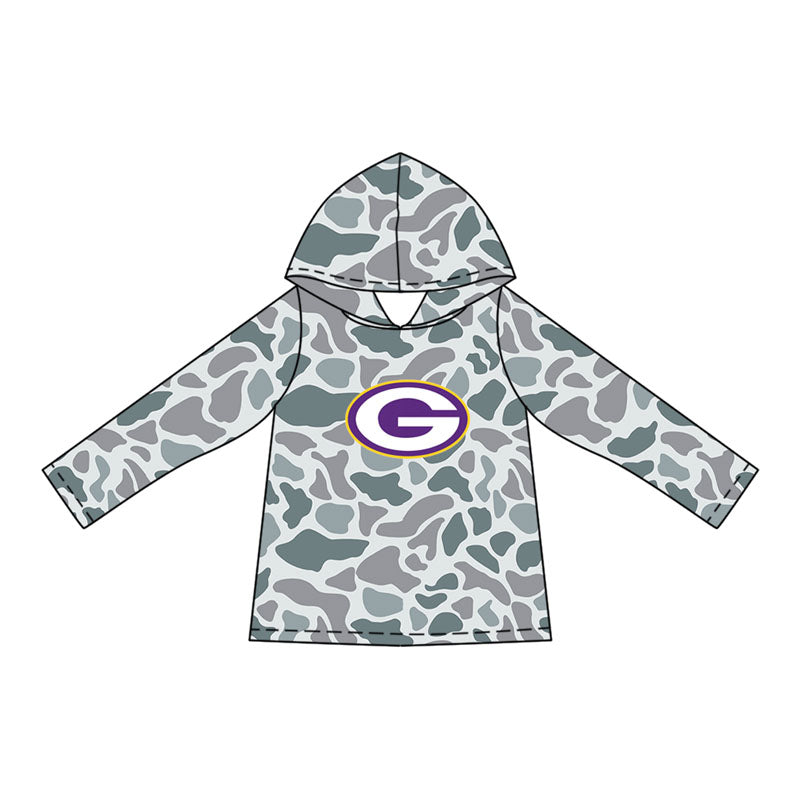 (Custom Design Preorder MOQ 5 Each Item)Team's Gurdon Camo Print Sibling Matching Clothes