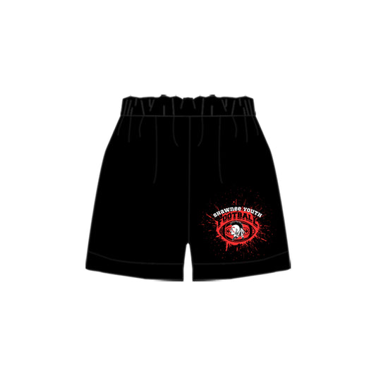 (Custom Design Preorder MOQ 5 Each Design) Team's SHAWNEE FOOTBALL Black Print Summer Bottom Sports Shorts Mom and Me Matching Clothes