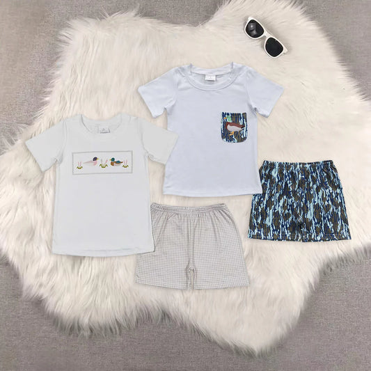 Duck Print Shorts Boys Summer Clothes Set Brothers Wear