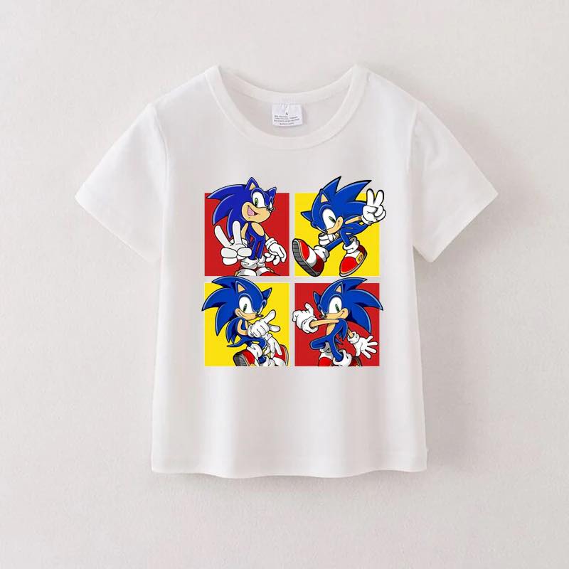 (Custom Design Preorder MOQ 5) Cartoon Soni* Print Girls Summer Tee Shirts Top