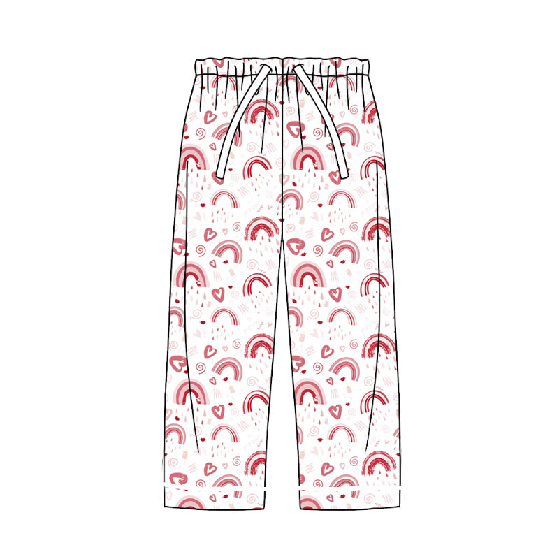 (Custom Design Preorder MOQ 5) Heart Rainbow Print Adult Valentine's Day Pajamas Pants