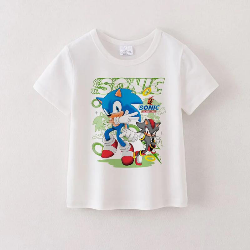 (Custom Design Preorder MOQ 5) Cartoon Soni* Print Boys Summer Tee Shirts Top