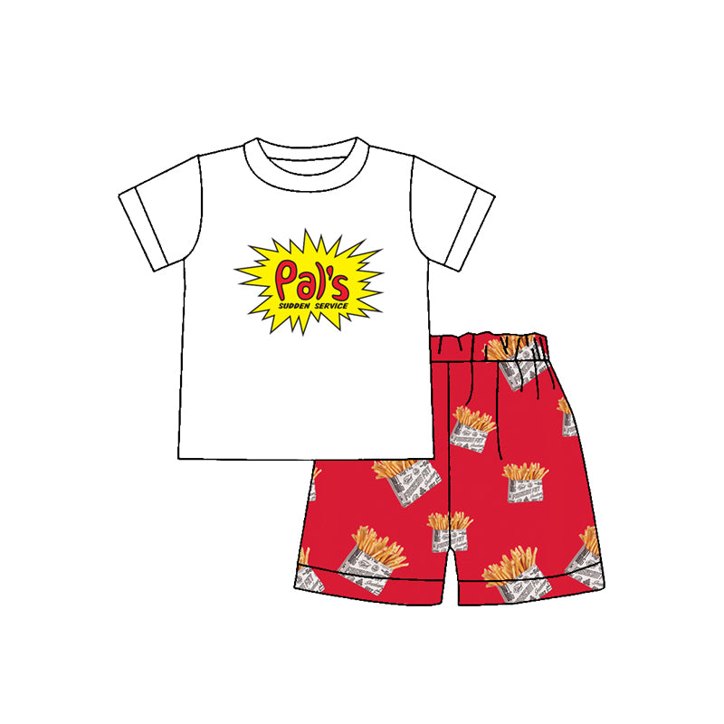 (Custom Design Preorder MOQ 5) Chips Print Boys Summer Clothes Set