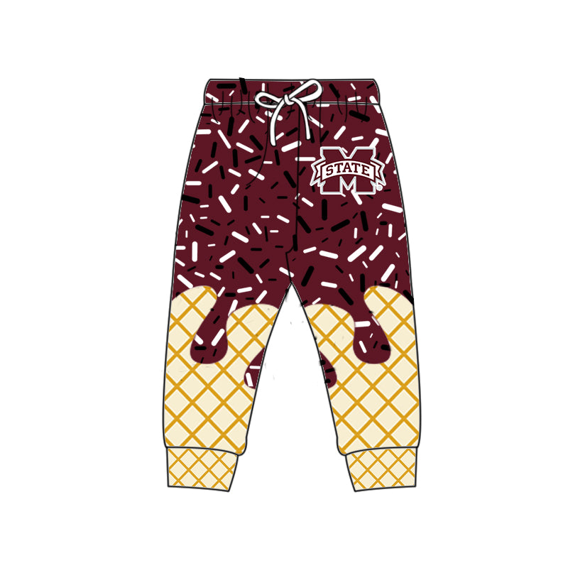 (Custom Design Preorder MOQ 5 Each Item)Team's Mississippi State Sprinkles Print Sibling Matching Clothes