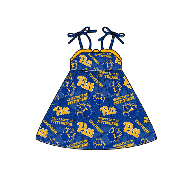(Custom Design Preorder MOQ 5 Each Design) Team's PANTHERS Blue Print Kids Summer Matching Clothes Sibling Wear