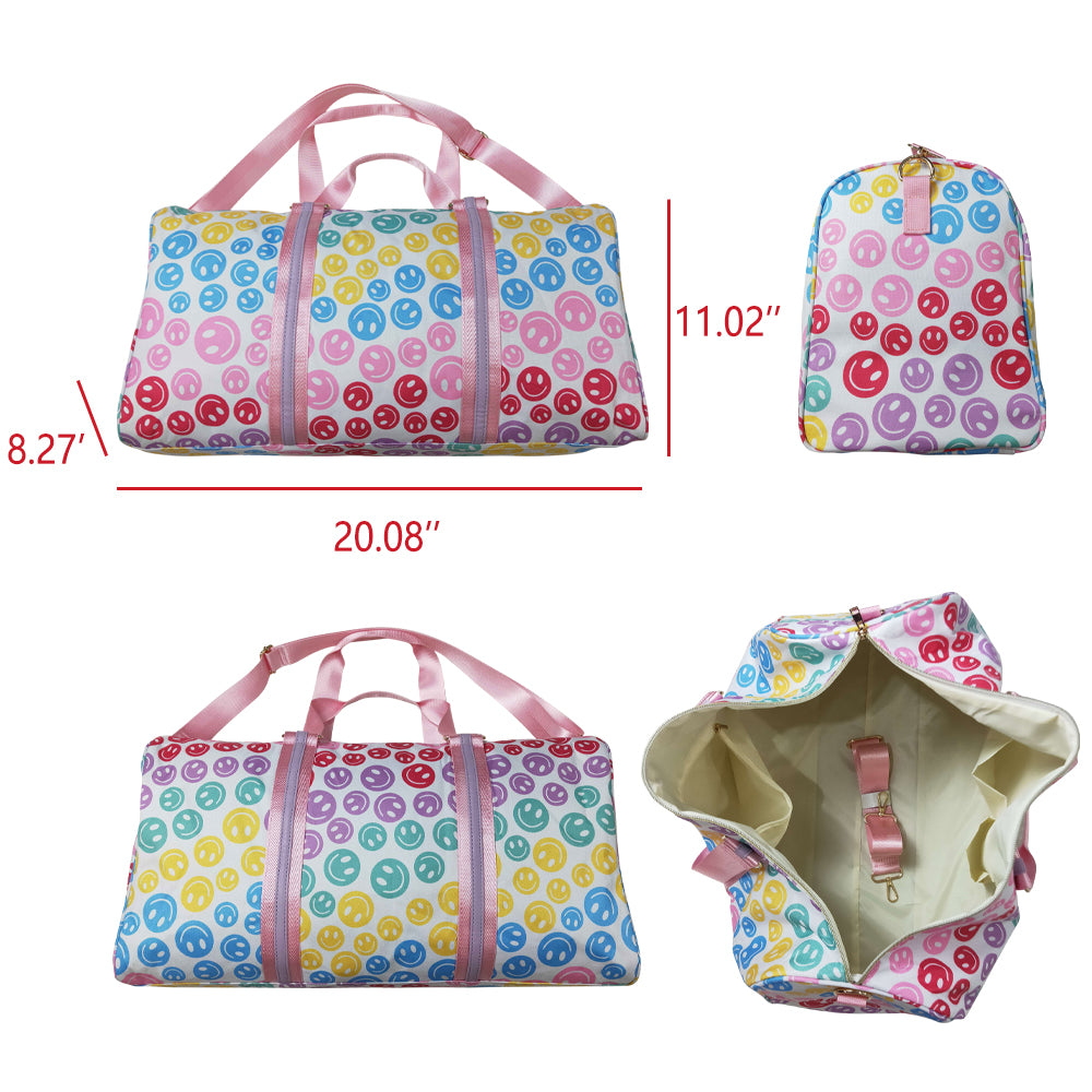 BA0068 Colorful smiling face print gym bag Overnight Bags