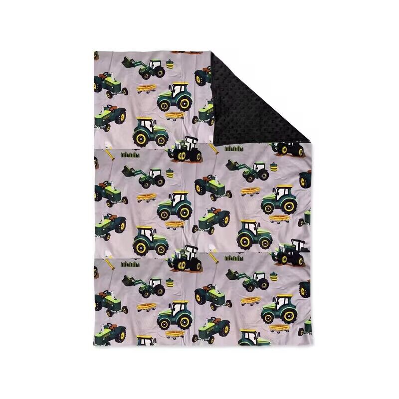 (Custom Design Preorder MOQ 5) Tractors Print Baby Boys Blanket