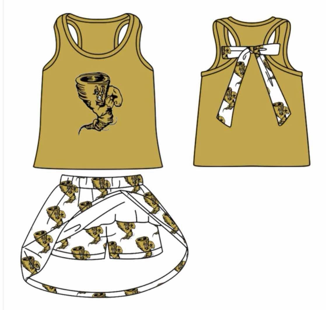 (Custom Design Preorder MOQ 5 ) Team's Lamesa ISD Print Skirts Shorts Girls Summer Clothes Set