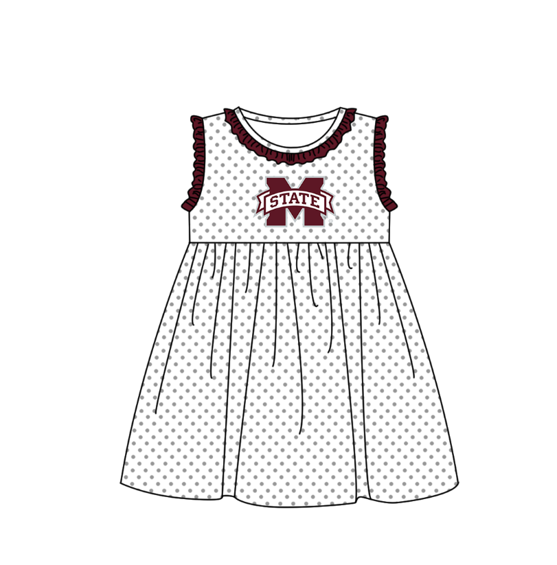 (Custom Design Preorder MOQ 5 Each Item) Team's Mississippi State Print Kids Summer Matching Clothes Sibling Wear