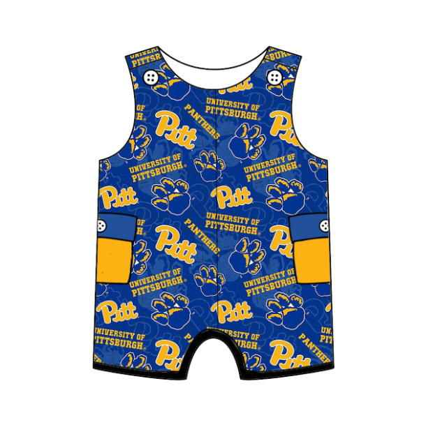 (Custom Design Preorder MOQ 5 Each Design) Team's PANTHERS Blue Print Kids Summer Matching Clothes Sibling Wear