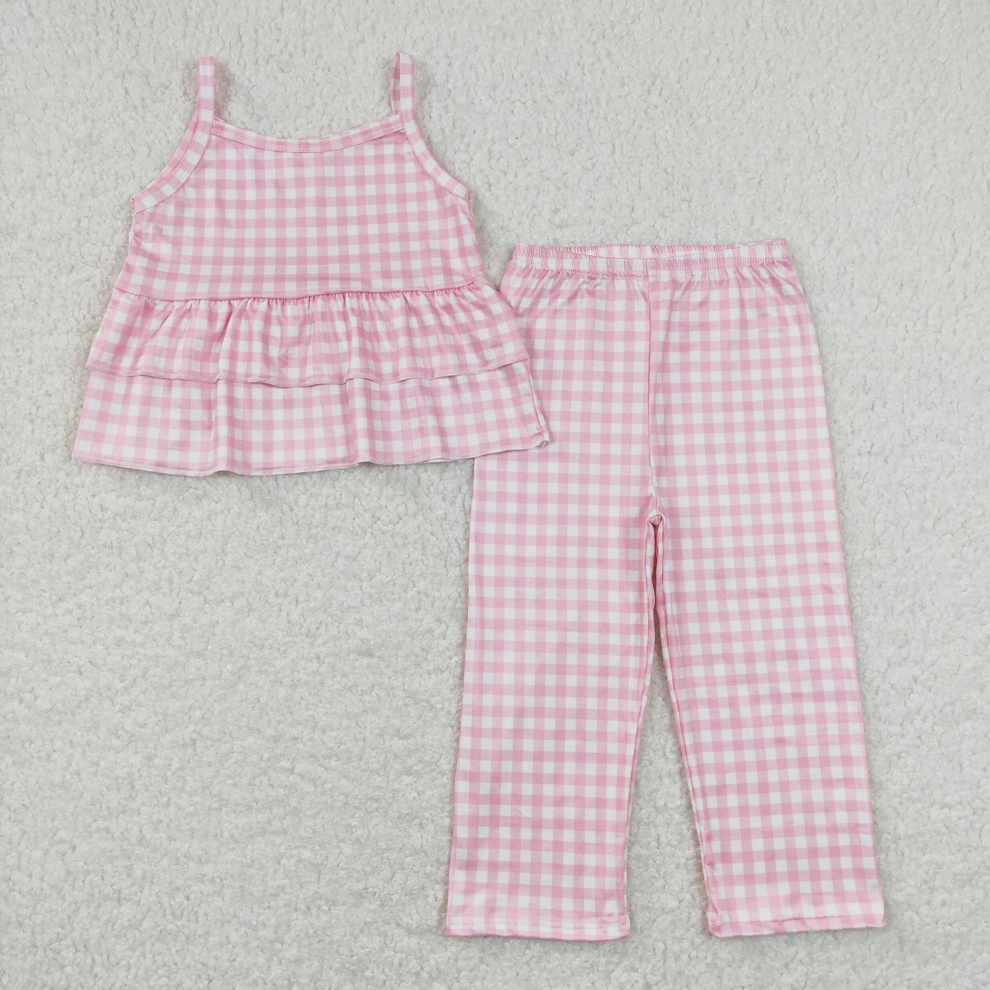 4 Colors Plaid Print Girls Clothes Set Sisters Wear