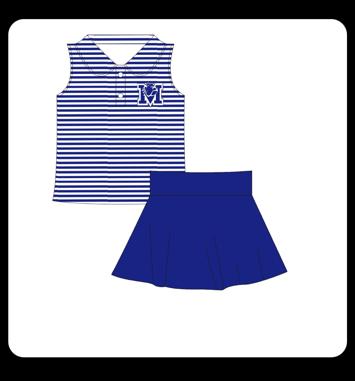 (Custom Design Preorder MOQ 5) Team's M Top Blue Skirts Girls Summer Clothes Set
