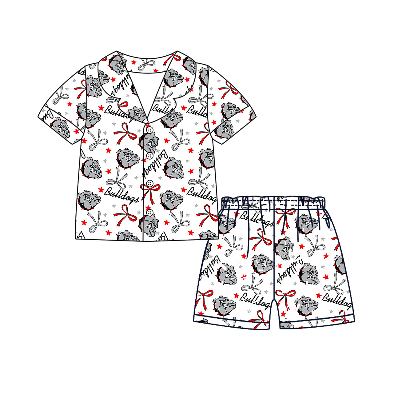 (Custom Design Preorder MOQ 5 Each Item)Team's Bulldogs Print Family Matching Clothes