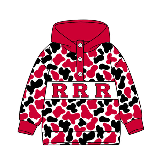 (Custom Design Preorder MOQ 5) Team's Rutgers Camo Print Kids Long Sleeve Buttons Hoodie Top