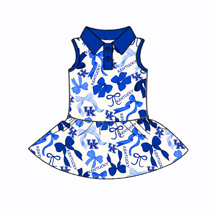 (Custom Design Preorder MOQ 5 Each Color) Team's UK KENTUCKY Bows Print Girls Summer Clothes Sisters Matching Wear