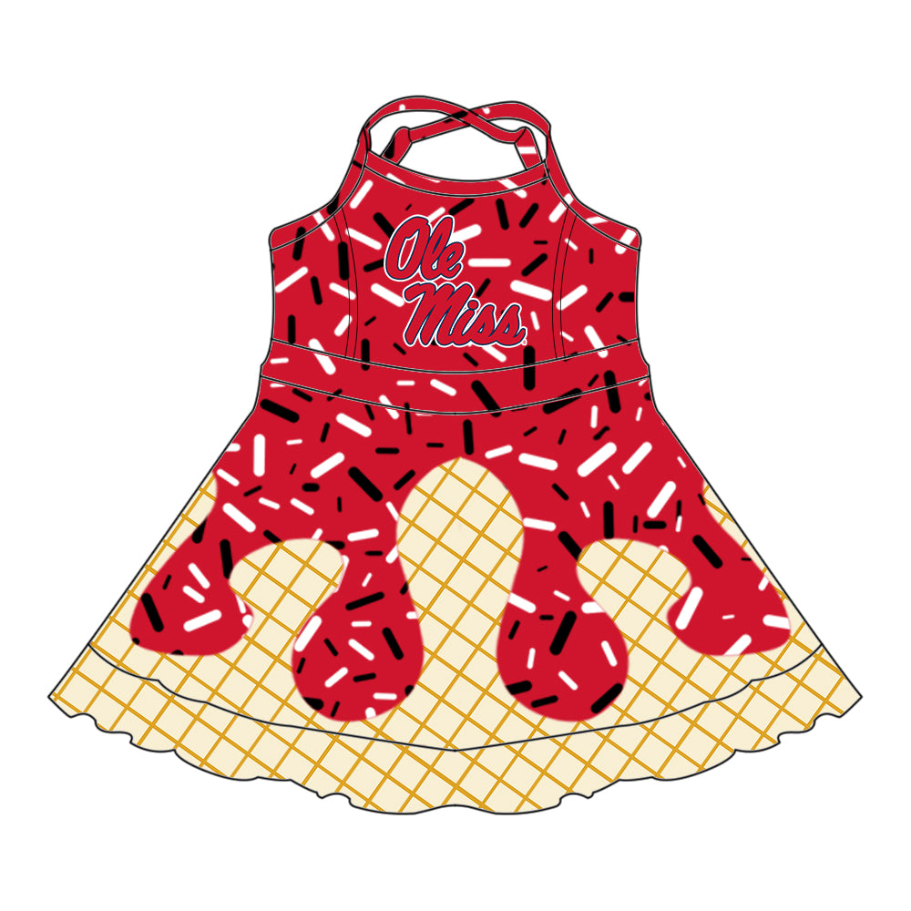 (Custom Design Preorder MOQ 5 Each Item)Team's Ole Miss Rebels Sprinkles Print Sibling Matching Clothes
