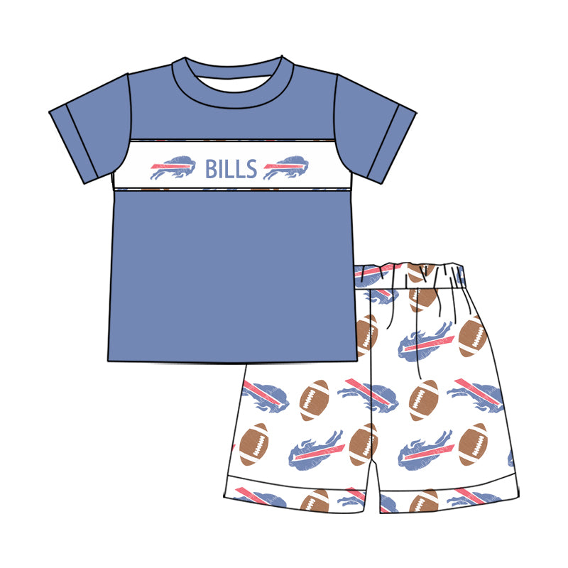 1.9(Custom Design Preorder MOQ 5 Each Design) Team's BILLS Print Kids Summer Matching Clothes Sibling Wear