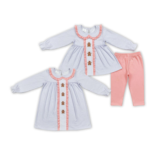 Gingerbread Embroidery Sisters Christmas Matching Clothes