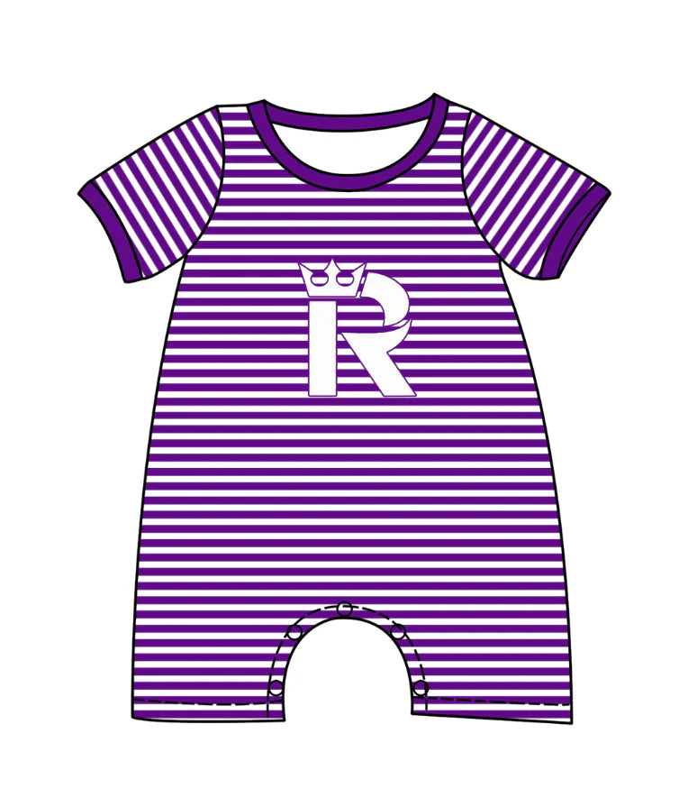 (Custom Design Preorder MOQ 5) Team's Seattle Reign FC Stripes Print Baby Boys Summer Romper
