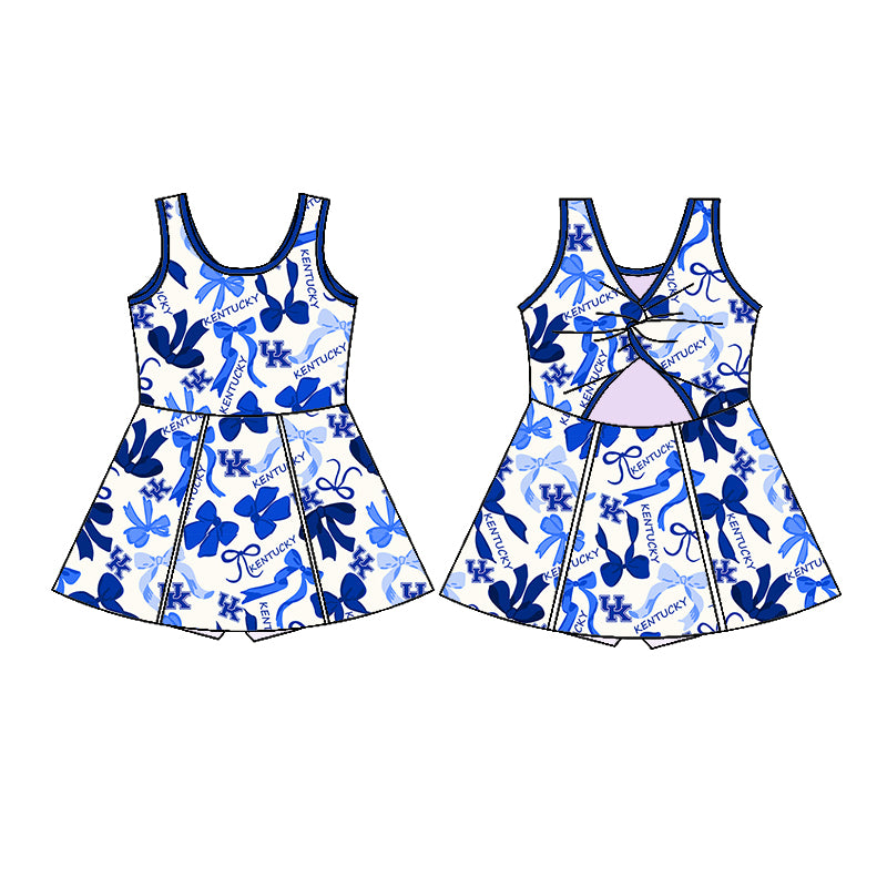(Custom Design Preorder MOQ 5 Each Color) Team's UK KENTUCKY Bows Print Girls Summer Clothes Sisters Matching Wear