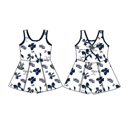 (Custom Design Preorder MOQ 5) Team's WG Bows Print Backless Top Shorts Skirts Girls Summer Yoga Dress