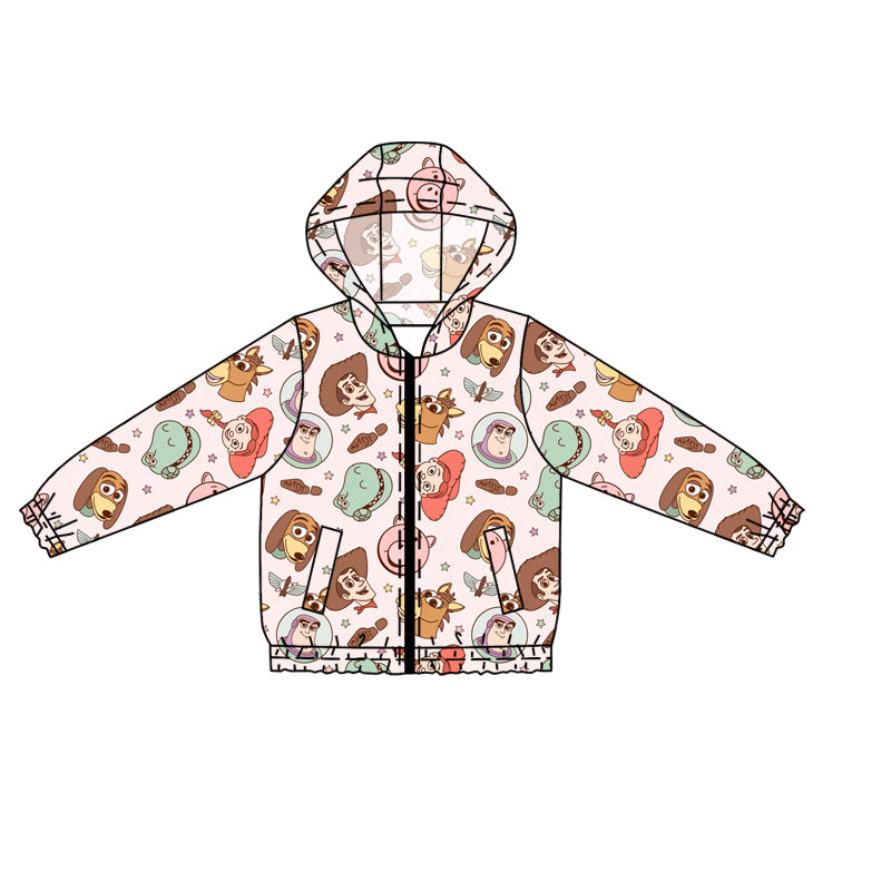 (Custom Design Preorder MOQ 5 ) Cartoon Toys Print Kids Hoodie Zipper Pockets Jackets Top