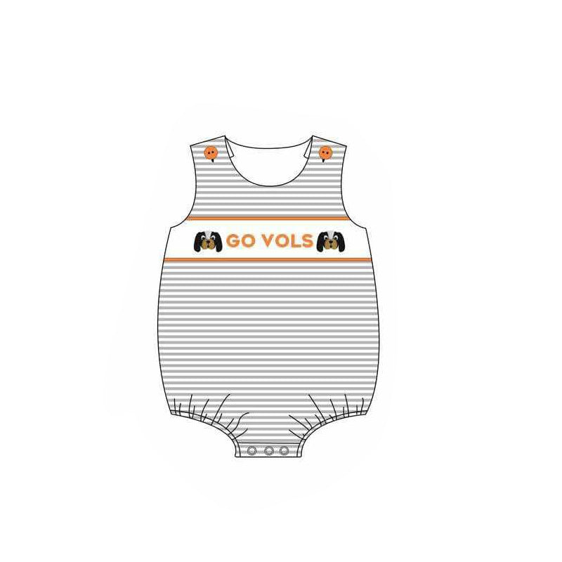(Custom Design Preorder MOQ 5) Team's GO VOLS Stripes Print Baby Boys Summer Romper