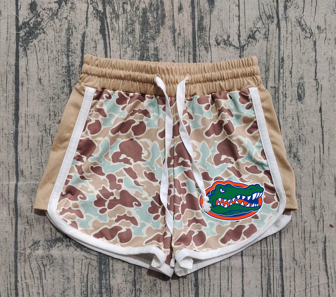 (Custom Design Preorder MOQ 5 Each Item) Team's Florida Blue Camo Print Summer Bottom Shorts Mom and Me Matching Clothes