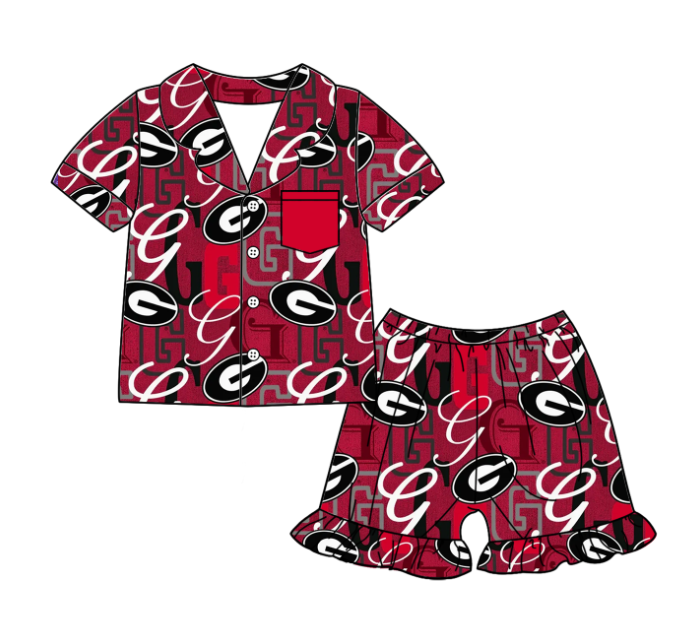 (Custom Design Preorder MOQ 5 Each Design) Team's Georgia Print Kids Summer Matching Clothes Sibling Wear