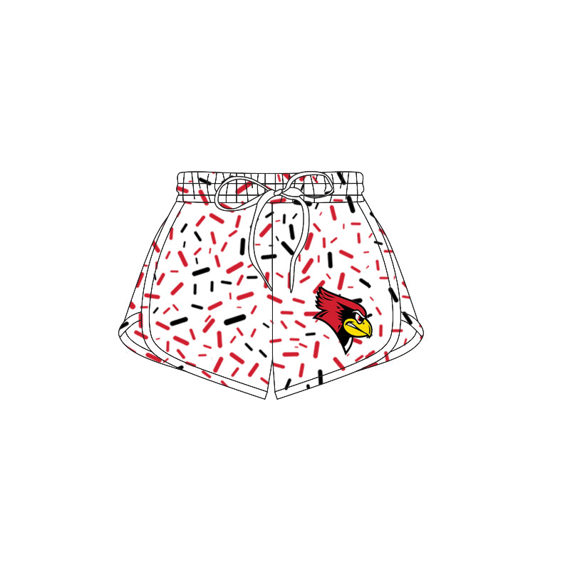(Custom Design Preorder MOQ 5 Each Item) Team's Cardinals Sprinkles Print Summer Bottom Sports Shorts Mom and Me Matching Clothes