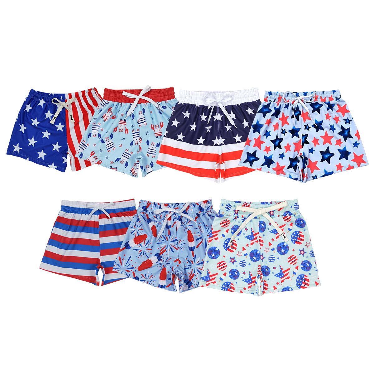 7 Design Stars Boys 4th of July Swim Trunks Brothers Wear