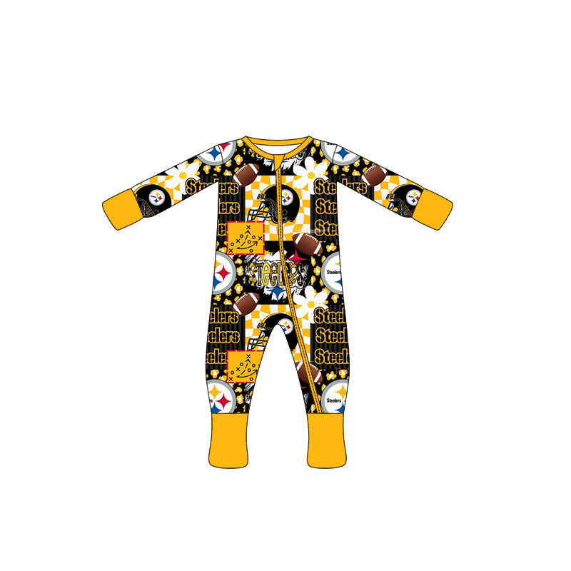 (Custom Design Preorder MOQ 20 Each Item)Team's Steelers Print Family Bamboo Matching Clothes