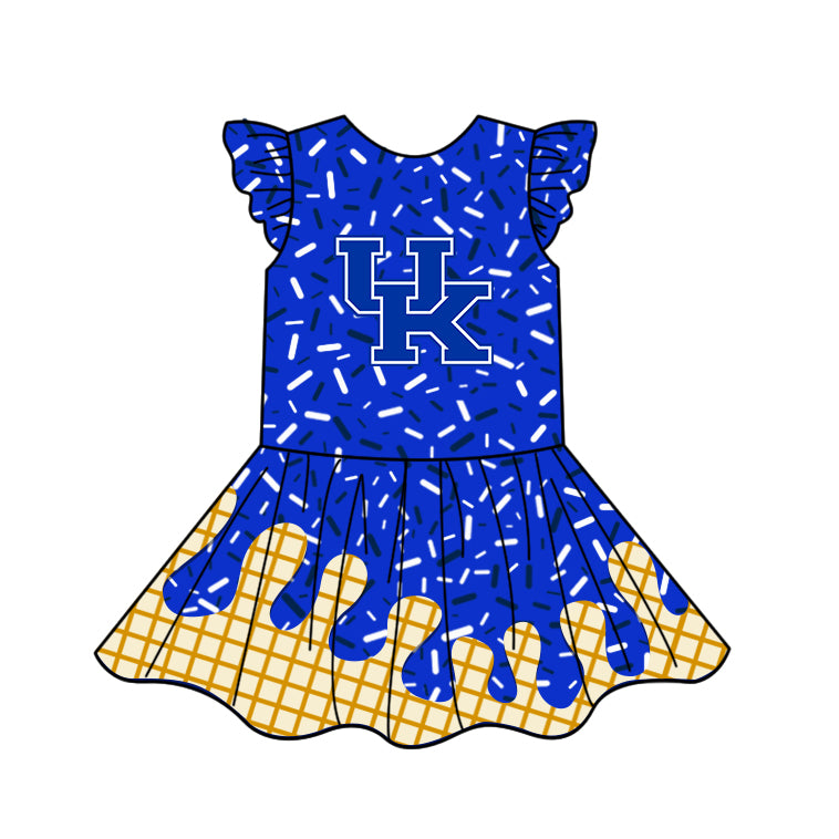 (Custom Design Preorder MOQ 5 Each Item)Team's UK Kentucky Blue Sprinkles Print Family Matching Clothes
