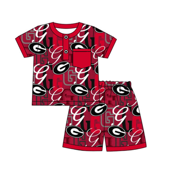 (Custom Design Preorder MOQ 5 Each Design) Team's Georgia Print Kids Summer Matching Clothes Sibling Wear