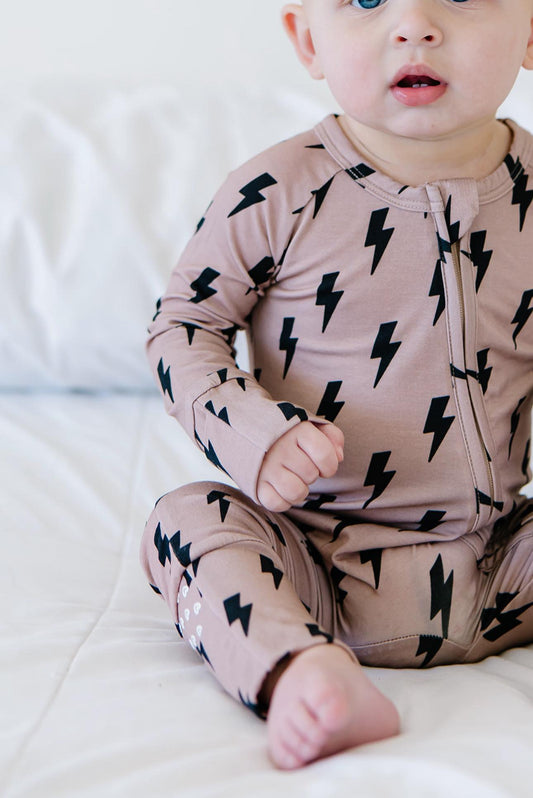 (Custom Design Preorder MOQ 5) Flash Print Baby Fall Sleeper Zipper Romper