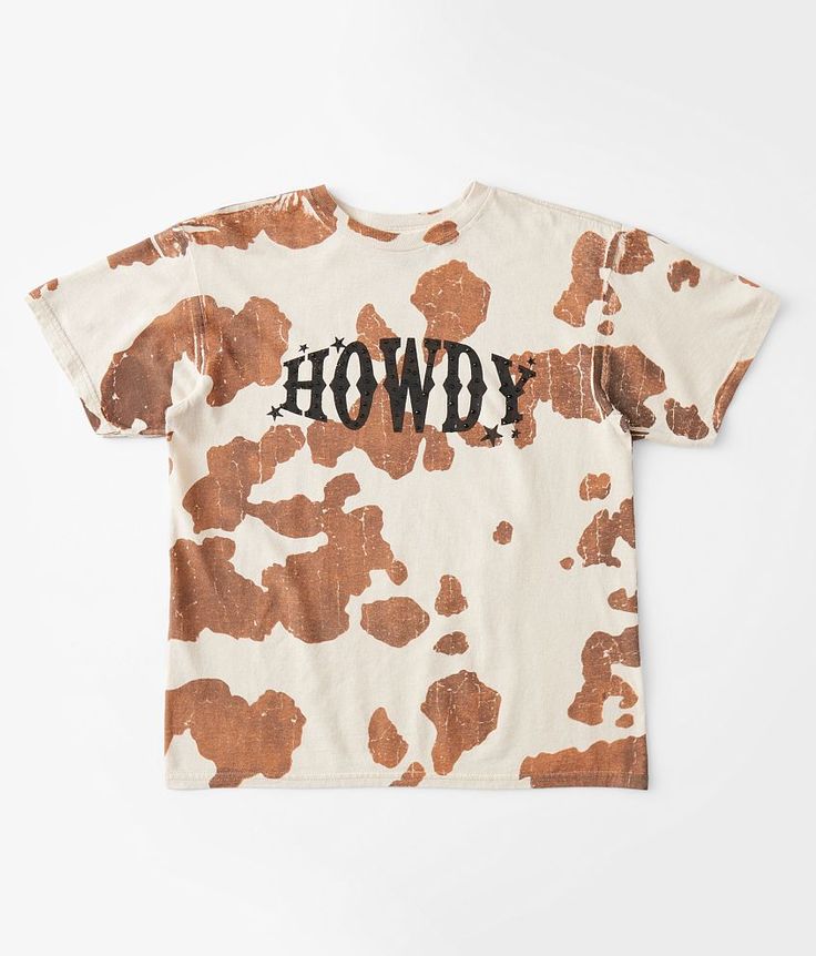 (Custom Design Preorder MOQ 5) Howdy Cowhide Print Girls Western Tee Shirts Tops